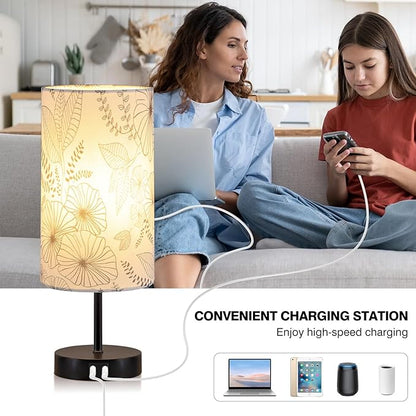 Bedside Touch Lamp with 2 USB Ports, Modern 3 Way Dimmable Small Lamp with
