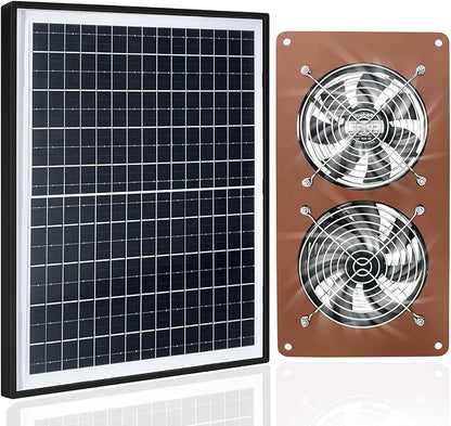 FUTUREZEN Solar Panel 2 Fan Kit, 20W Solar Powered Fan for Chicken Coops, Greenhouses, Sheds, Solar Exhaust Fans & Powered Fan with Intake, Exhaust, 3500RPM, Waterproof, Adjustable Mount, 8.8FT Cable