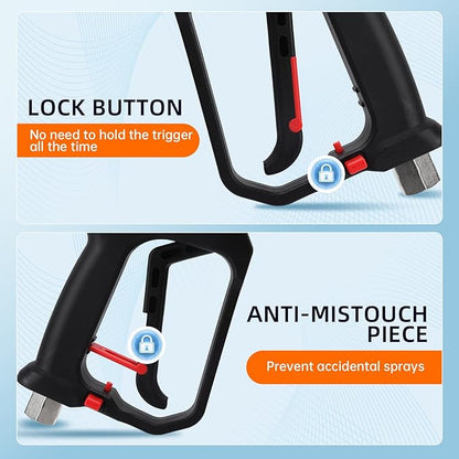 Pressure Washer Short Gun with Swivel, 5000 PSI/10.5 GPM High Power Washer Gun with 5 Nozzle Tips, 3/8'' Quick Connect and M22-14mm and M22-15 mm Fitting