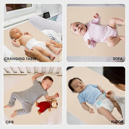 Vegan Leather Baby Changing Mat - Wipeable Portable Changing Pad, Foldable Travel Changing Mat for Baby, Newborns Toddlers Shower Gifts (Apricot,20"*28")