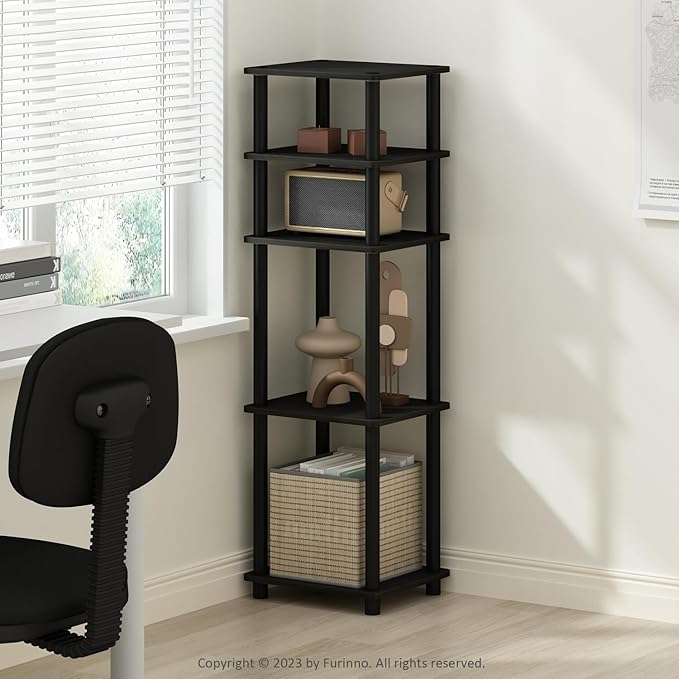Furinno Turn-N-Tube Easy Assembly Stackable Standing Shelf, Americano/Black