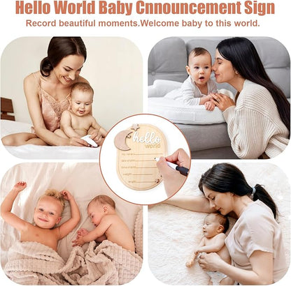 Lusofie Baby Announcement Sign Wooden Moon And Stars Welcome Baby Sign Baby Name Sign For Baby Announcement Birth Announcement Sign For Photo Props Baby Shower Hospital Nursery