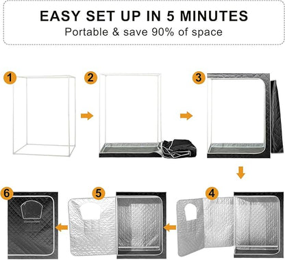 Gollense 2 Person Sauna Portable Steam Sauna Tent with 2 Folding Chairs, Full Size at Home Steam Box for Relaxation Indoor Personal Home Spa, Steamer NOT Included, Black