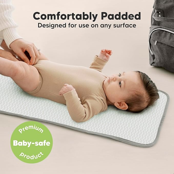 KeaBabies Portable Diaper Changing Pad, Easy Wipe Clean - Foldable Waterproof Baby Changing Mat for Diaper Bag, Compact, Lightweight, 25x13 Newborn, Infant, Baby Changer Travel Essential (Woodland)