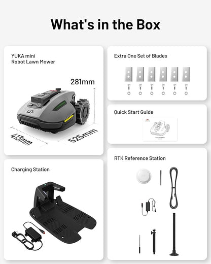 Mammotion YUKA Mini 700H Robot Lawn Mower, Reception 0.17 Acre, Max.0.35 Acre, Ultrasense AI Vision+ RTK Positioning, Auto Mapping, App Control, 50% Slope, Cutting Height 2''~3.5'', 15 Mowing Zones