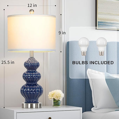 26" Blue Table Lamp Set of 2
