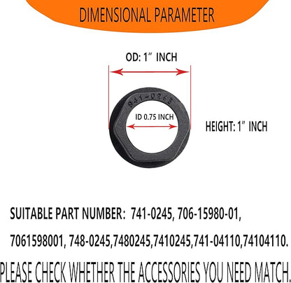 Replacement Snow Thrower Hex Flange Bushing 741-0245 941-0245 Fits Cub Cadet, MTD PRO, Troy Bilt,White Outdoor,Craftsman (4 Pack)