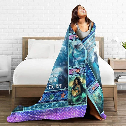 Mermaid Blanket for Girls Blue Ocean Throw Blankets Soft Cozy Warm Fuzzy Fleece Marine Life Shells Bedding Flannel Throws Stuffed Animal Gifts for Mermaid Lovers Kids Men Women Bedroom Decor 50"x40"