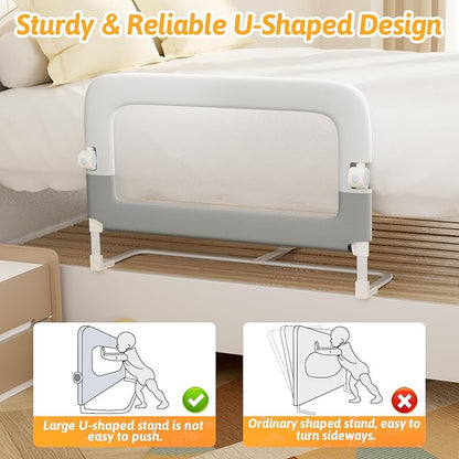 omzer Bed Rail for Toddlers - 32" Baby Bed Rail Guard for Kids Folding Up & Adjustable Heights,Portable Toddler Bed Rails Barrier for Crib, Twin, Bunk,Full Size, Queen & King Bed