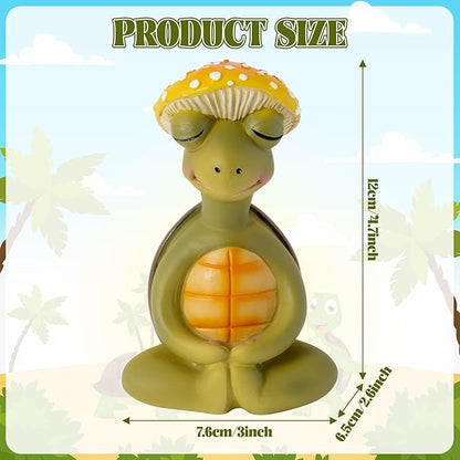Meditation Turtle Resin Statue - Yoga Meditation Turtle Statue for Desk Living Room Resin Figurine for Home Patio Office Decoration Cute Plant Statues for Tabletop Garden Backyard Decor