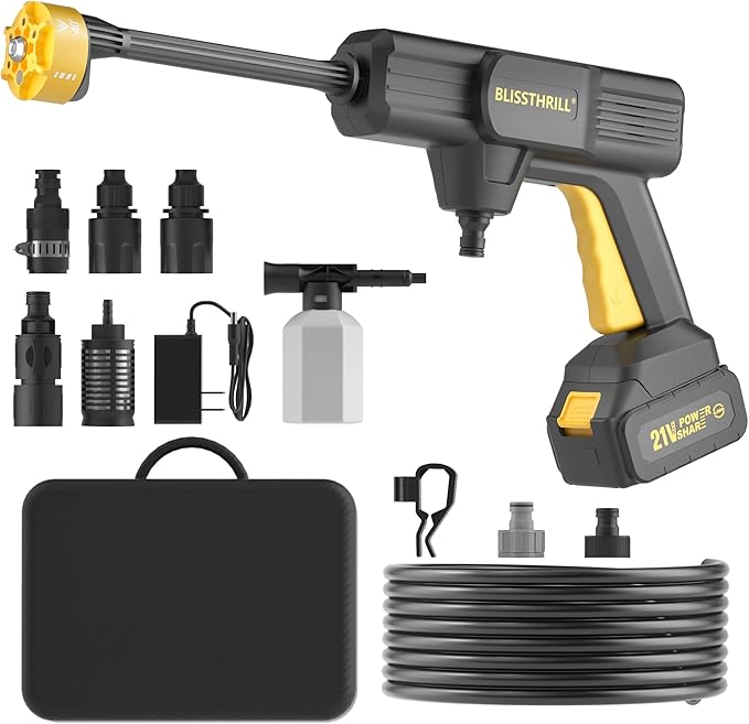 Cordless Pressure Washer Battery Operated; 1100PSI 2.4 GPM Portable Cordless Power Washer with 6-in-1 Nozzle, Foam Cannon, 21V Battery&Charger; Handheld Pressure Washer for Home, Car, Yard