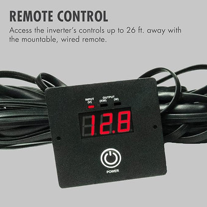 Wagan EL3732 1250W Slimline Plus AC to DC Power Inverter 1250 Watt TrueRated Continuous 2600 Watt Surge Power DC 12V to AC 110V Illuminated Display 2 AC Outlets and 2A USB Charging Port