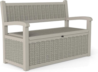 70 Gallon Storage Bench Deck Box,Patio Storage Benches with Armrest, Lockable Bench Outside, Waterproof for Pool Patio Garden (Grey)