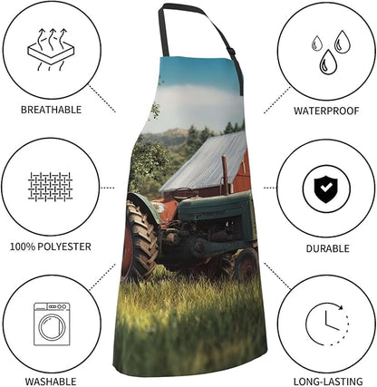 Waterproof Aprons for Women Men Adjustable Bib Company Farm Tractor Apron Chef Cooking Aprons for Kitchen