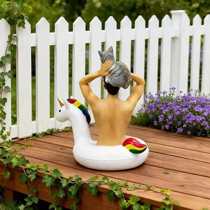 Garden merman Unicorn Statue - Outdoor Garden Decor, Figurine Ornament for Indoor Outdoor Home Patio Yard Lawn, Gift for Mom,Ladies,Housewarming, Party Favor - Resin Craft for Yard & Tabletop Display