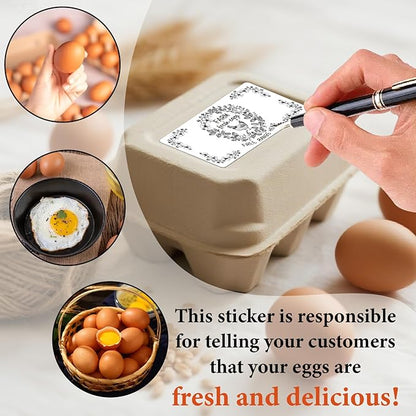 60Pcs 2" x 4" Farm Fresh Eggs Label White Rectangle Free Range Hens Egg Carton Stickers Self Adhesive Packaging Tags for Box Container Business Farm Farmhouse Markets Supplies