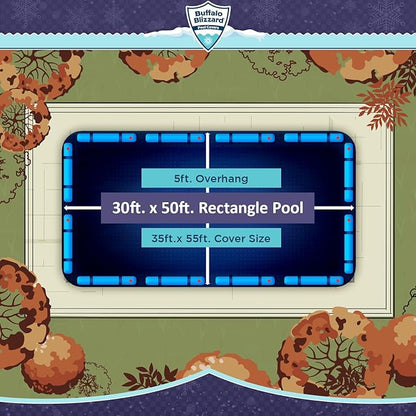 Buffalo Blizzard Deluxe 30 ft x 50 ft Rectangular Winter Pool Cover | Blue/Black | Closing Inground Swimming Pools | Easy to Install | Heavy Duty, Cold & UV Resistant | Shields from Seasonal Debris