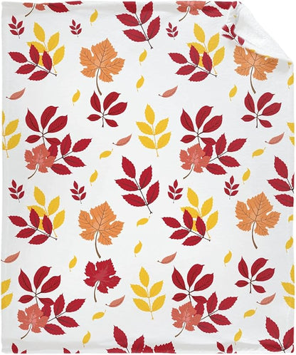 Thuswarm Autumn Colorful Pecan Leaf Flannel Blanket for Autumn Winter Gifts Warm Cozy Soft Funny Print Throw for Bed Couch Sofa 120”×90” Extra Large for Family
