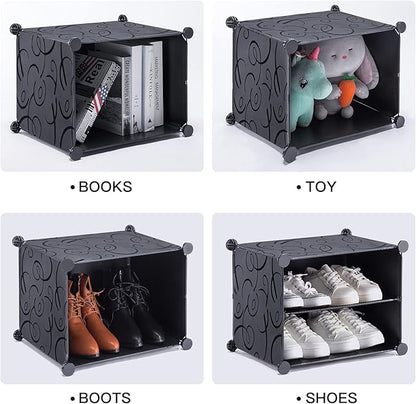 Shoe organizer Cabinet,24 Pair shoe rack organizer closet, DIY Narrow Standing Stackable Space Saver Shoe Cabinet with Doors