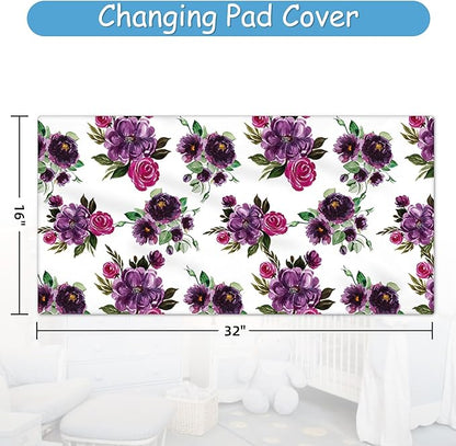 Personalized Baby Crib Bedding Set, 5 Pcs Custom Name Baby Crib Set with Floral Animals, Baby Girls Nursery Bedding Sets, Double Layer Blanket, Newborns Infants Toddlers Customized Gifts