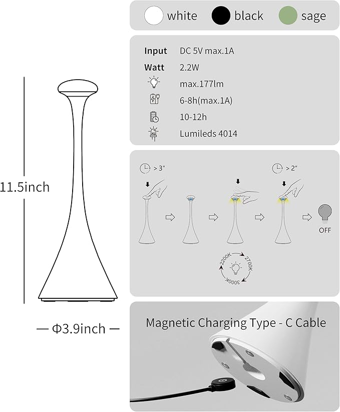 Rechargeable Retro Table Lamp