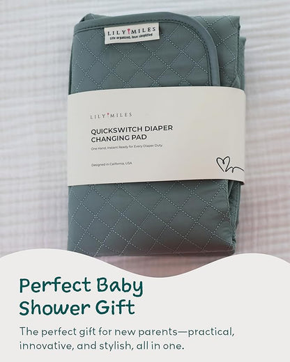 Lily Miles Baby Changing Pad Portable, Diaper Changing Mat with Magnetic Latches, Travel Pad for Diaper Bag, Baby Essentials, Wipeable & Waterproof Mat (Willow Green, Large)