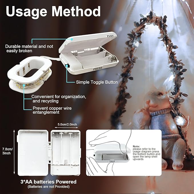 LED Fairy Lights Battery Operated 2Pack