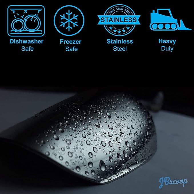 JBscoop Metal Ice Scoop Stainless Steel, Popcorn Scoop, 9.4 Inch Dog Food Scoop Popcorn for Party Wedding, Heavy Duty Dishwasher Safe