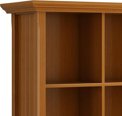 SIMPLIHOME Acadian Bookcase - 44 inch Tall 9-Cube Solid Wood Cube Organizer in Light Golden Brown, Transitional Bookcase Storage for Living Room, Study or Office with Fixed Shelves and Tapered Legs
