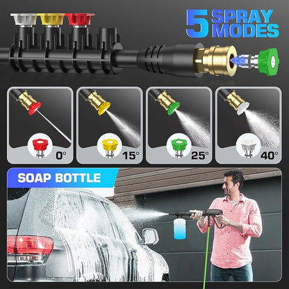 4800 PSI Pressure Cleaner- 4.0 GPM High Power Cleaner with 33FT Hose Reel, 4 Spray Tips and Soap Bottle for Car Washing, Fence Cleaning, Patio Maintenance（Upgraded）(Green)