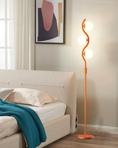 Lightdot 3-Globe Dimmable Floor Lamp Orange Mid Century Modern Standing Lamp