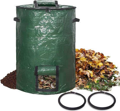 Large Compost Bin Bags,Garden Compost Bin Bags 80 Gallon(300L) Outdoor Collapsible Garden Yard Garbage Cans Fallen Leaf Bag (Green 1pc)