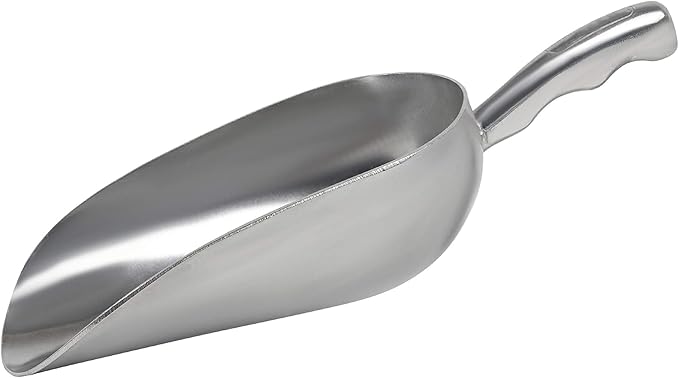 Cast Aluminum Utility Scoop - 12 oz. - Round Bottom, ice scoop For Multi-Purpose Use, With Finger Groove Handle (Hand Wash Only) (12 oz.)