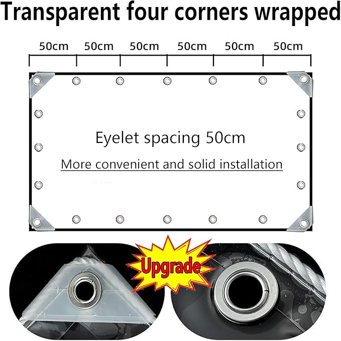 Clear Tarps with Grommets 5ft x 13ft, PVC Vinyl Clear Tarp Heavy Duty Waterproof 20Mil Winter Pation Porch Enclosure Panel, Transparent Rainproof Canopy Fabric forChicken Coops Cover