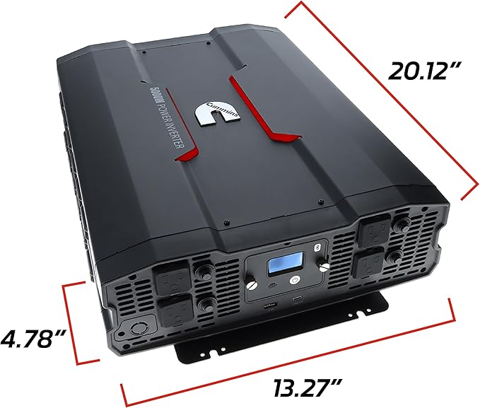 Cummins 5000 Watts Inverter Modified Sine Wave Truck Inverter 12 Volts to 110 Volts Four AC Outlets Two USB Ports (Plus Cable Kit)- CMN5000W - Inverters for Vehicles, Van Life, Camping