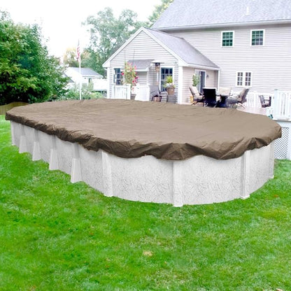 Robelle 16 x 32 ft Professional Tan Winter Oval Pool Cover for Above Ground Pools, 4 ft Overlap (20 x 36 ft Cover Size), Solid 12 x 12 Scrim, 3.7 oz/yd2, 15-Year Warranty, Style: 571632-4-ROBA