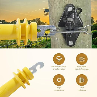 Electric Fence Wire Kit - 1312 Feet 400 Meters Electric Fence Polywire, 50 PCS T-Post Insulators, 25 PCS M4 Heavy Duty Poly Rope Connectors, 5 PCS Robber Electric Fence Gate Handle Insulators