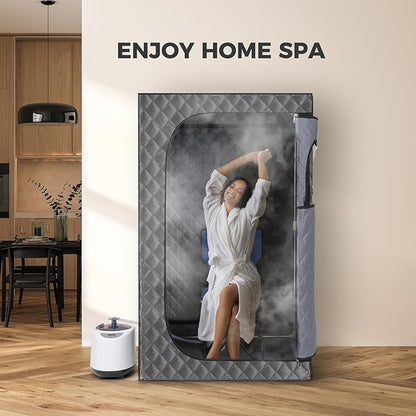 Upgraded Version Portable Sauna for Home Full Body Personal Sauna Steam Sauna Tent at Home Spa with 2.6L 1000W Steam Generator, 90 Minute Timer, Foldable Chair, Remote Control, Sauna Box(Grey)