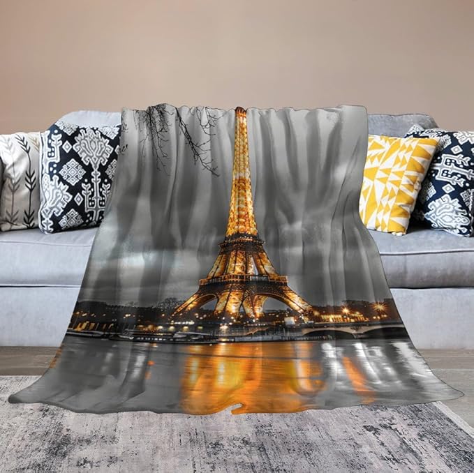 Eiffel Tower Blanket Paris Eiffel Tower Gifts for Girls Boys Woman Kids Lover Throw Blankets Soft Blanket Warm Fleece Flannel Plush Blankets for Bed Sofa Couch 60"x80"
