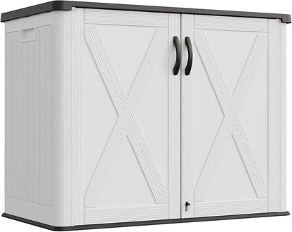 Greesum Outdoor Storage Cabinet, 25 Cu.Ft Deck Box Without Shelves, Waterproof Plastic Storage Bin for Patio Cushions, Gardening Tools, Lockable and Sidehandles, UV Resistant, White