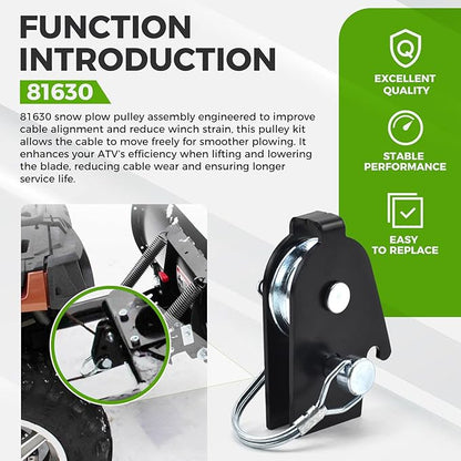 81630 Snow Plow Pulley Assembly for ProVantage WARN Heavy Duty ATV Pulley Upgrade Kit Compatible with ProVantage 78100 and 92100 Plow Base