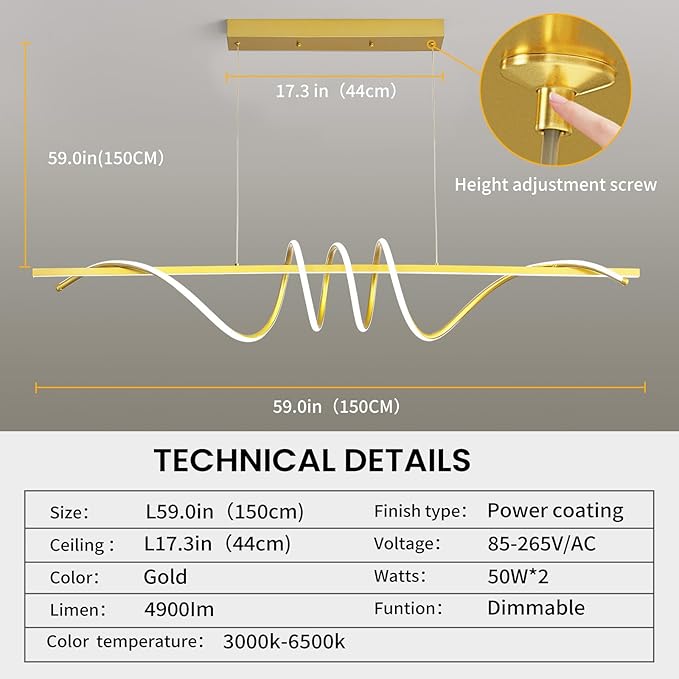 Modern Design Dimmable Desk Linear Pendant Light,