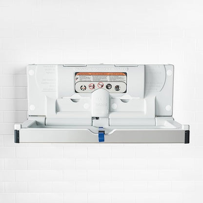 Foundations Stainless Steel Frameless Horizontal Baby Diaper Changing Station, Wall Mounted, Built in Liner Dispenser, Dual Bag Hooks (5410339)