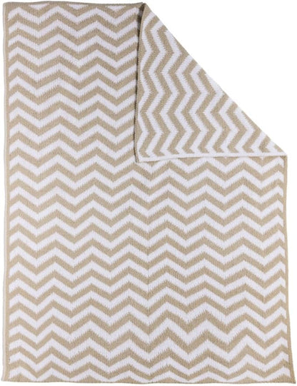 Living Textiles Chenille Knitted Blanket - Taupe Chevron