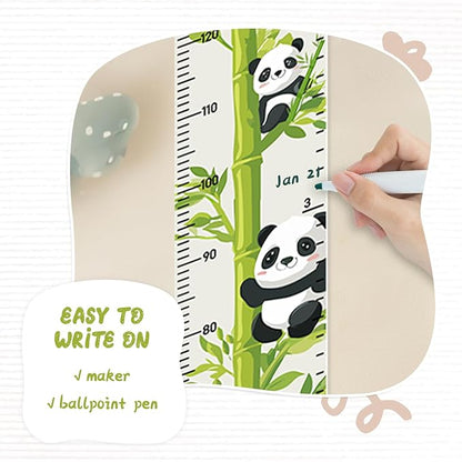 Personalized Name Height Chart for Kids, Kids Growth Chart for Wall, 59" X 7.9" Canvas Removable Height Chart Measuring Ruler for Kids & Baby(Painted Bamboo and Panda）
