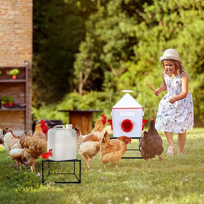 4Pcs Metal Stand for Chicken Feeder Waterer Heavy Duty Chicken Water Feeder Stand Holder with 4 Legs Iron Chicken Waterer Bucket Barrel Stand Rectangular Support Rack for Coop Poultry Indoor Outdoor
