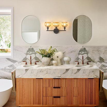 Bathroom Light Fixtures, 3-Light Black Vanity Wall Light Over Mirror
