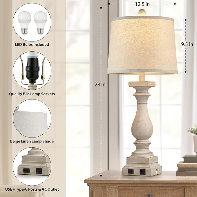 28" Tall Farmhouse Table Lamps