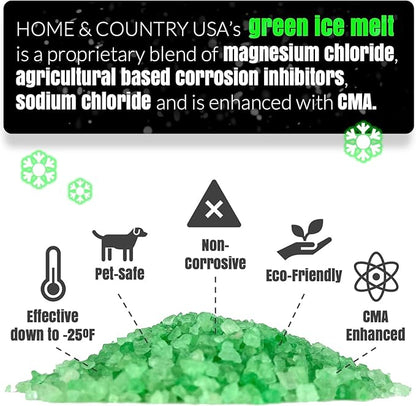 Ice and Snow Melt 8 lb Bag CMA Blended Magnesium Chloride Ice Melter Effective Snow and Ice Removal Effective Below Zero Degrees (Green)