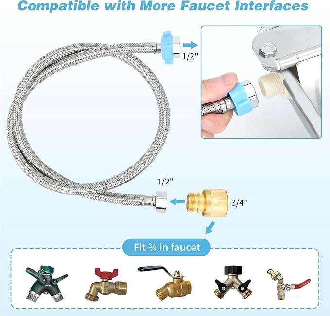 FHTONGE 304 Stainless Steel Automatic Water Dispenser with Drainage for Outdoor Big Dog, Large Auto Fill Dog Waterer Float Valves for Livestock Poultry Horse Cow Goat Pig Chicken Duck Rabbit Drinking